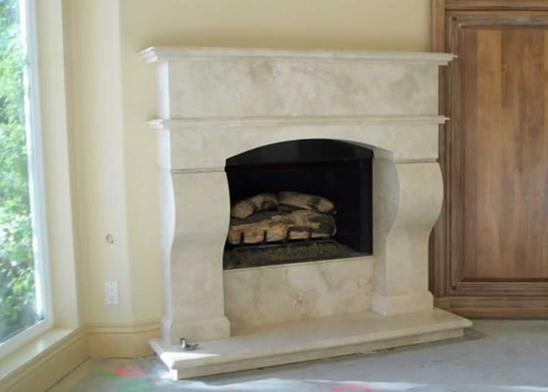 Light Travertine Fireplace